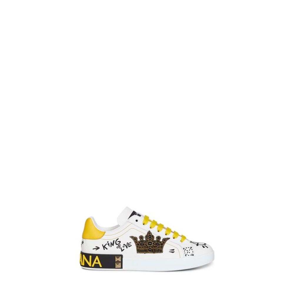 Dolce & Gabbana Men White Leather Portofino Sneakers